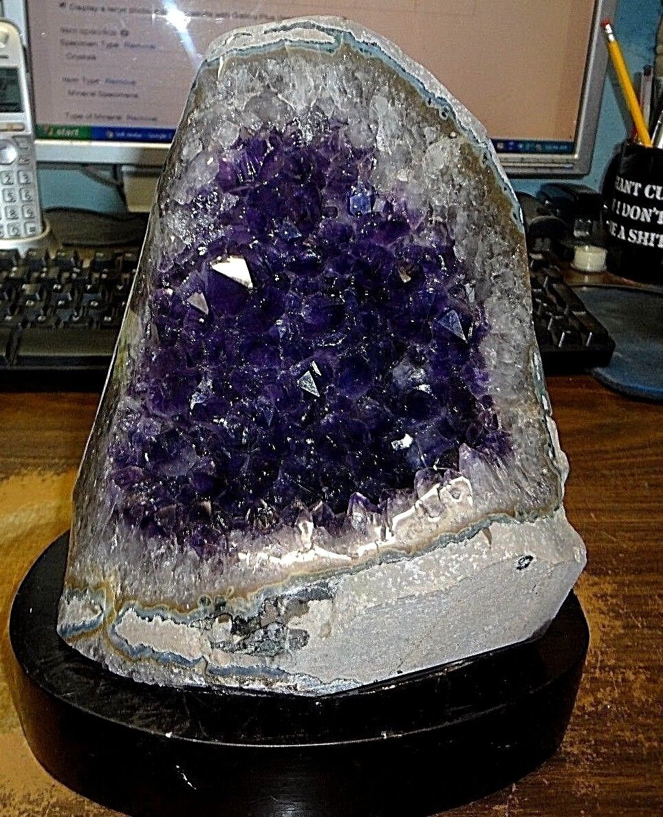 LARGE  AMETHYST CRYSTAL CLUSTER  CATHEDRAL GEODE FROM URUGUAY W/ POLISH
