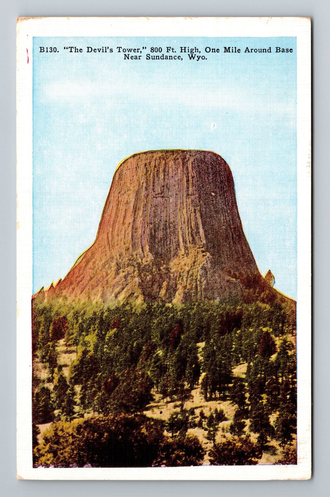 Sundance WY-Wyoming, The Devils Tower Vintage Souvenir Postcard