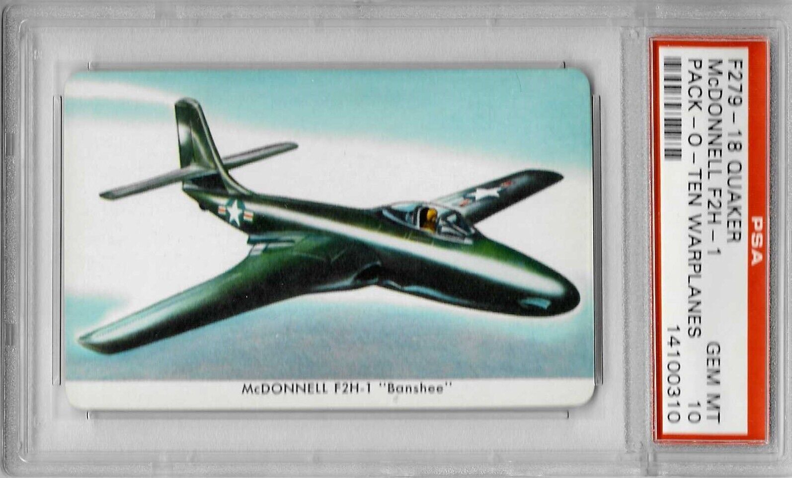 1957 F279-18 Quaker Pack-O-Ten Warplanes - McDonnell F2H-1 Banshee PSA 10 pop 3