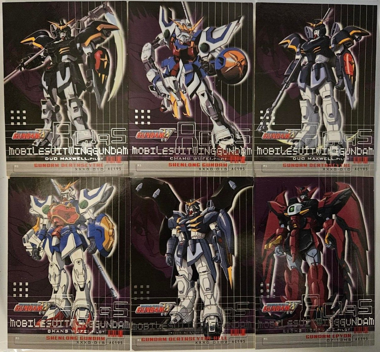 2000 Upper Deck Bandai Gundam Wing Mobile Suit LOT x6 Trading Cards