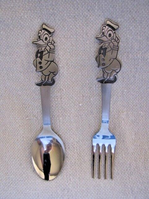 Vintage Walt Disney Stainless Steel Donald Duck Spoon & Fork Japan by Bonny