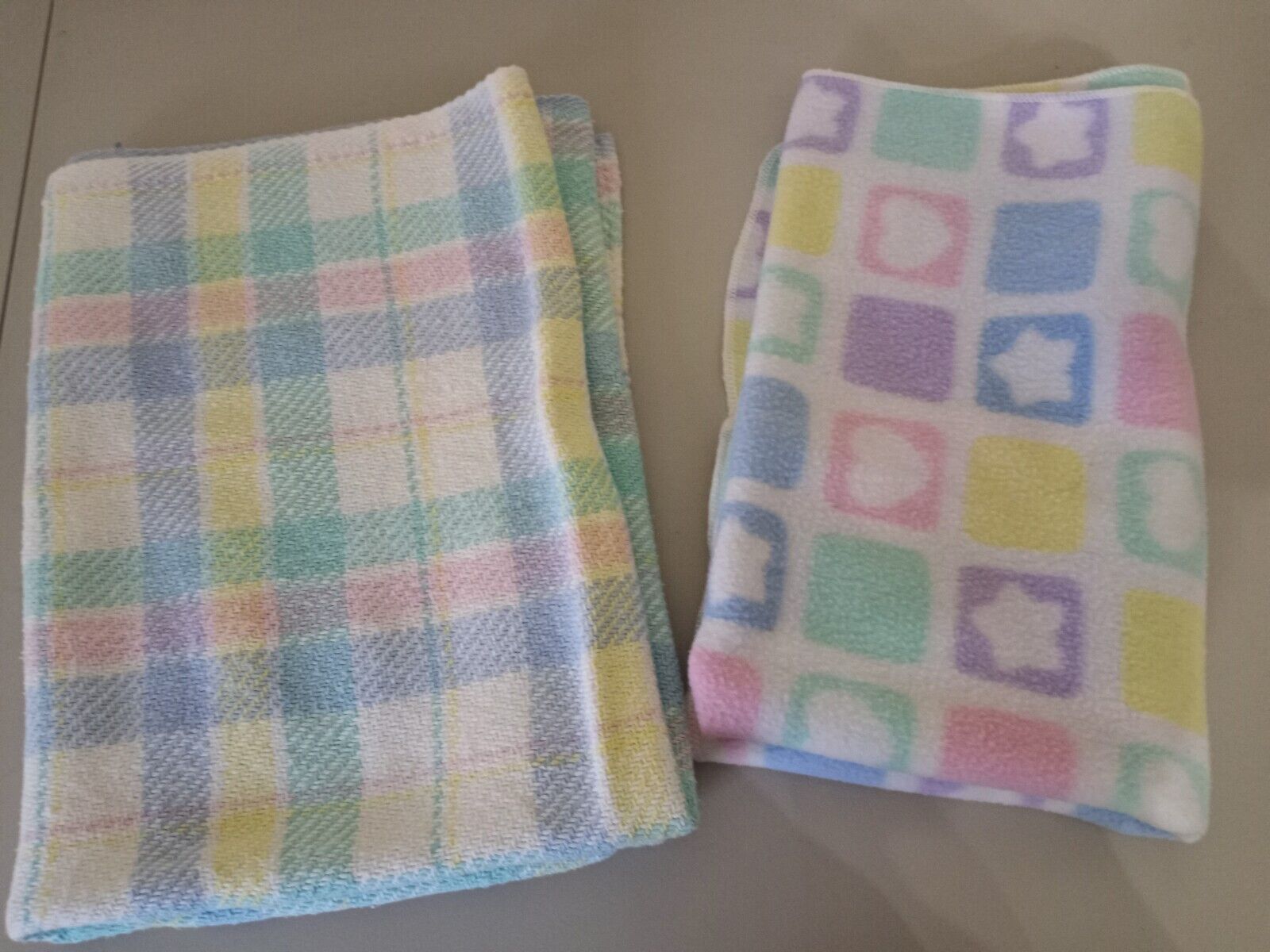 (Lot Of 2)~Different Sizes~Pink/Purple/Blue~Baby Blankets/Doll Blankets