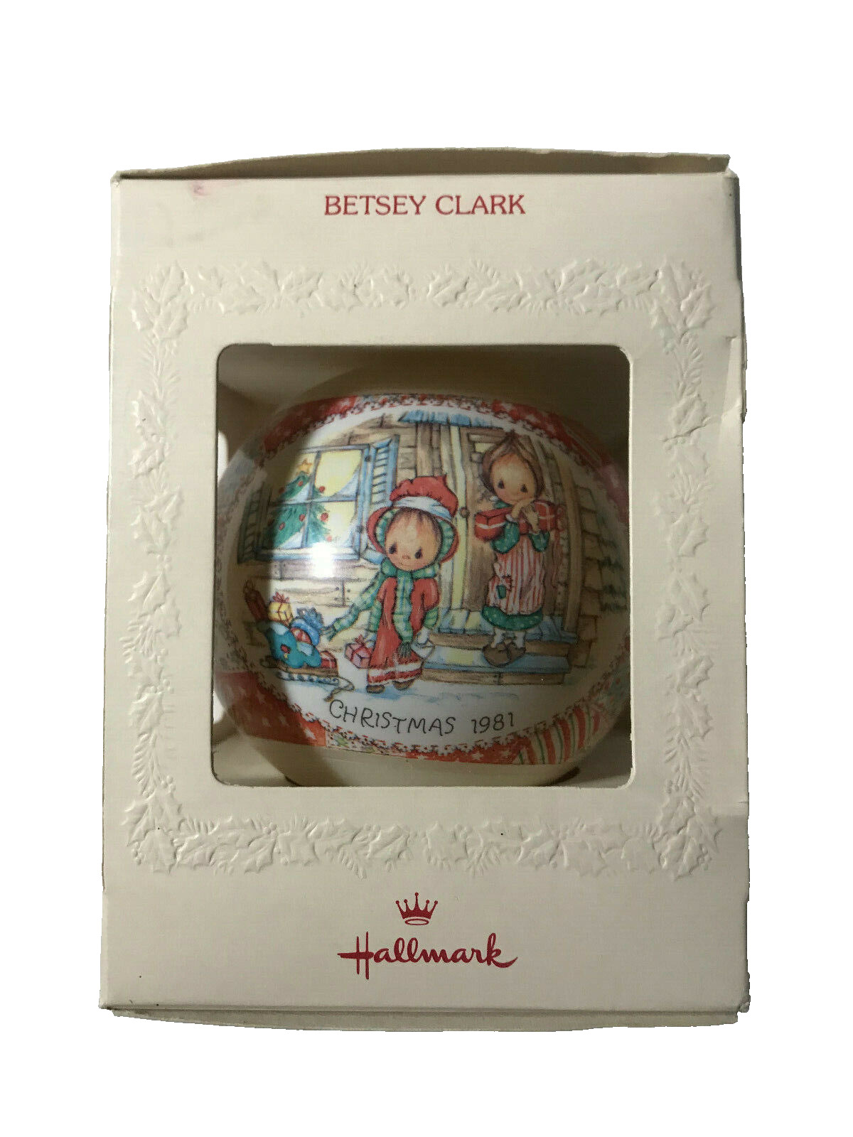 Vtg Hallmark Betsey Clark 1981 Christmas Tree Glass Ornament \