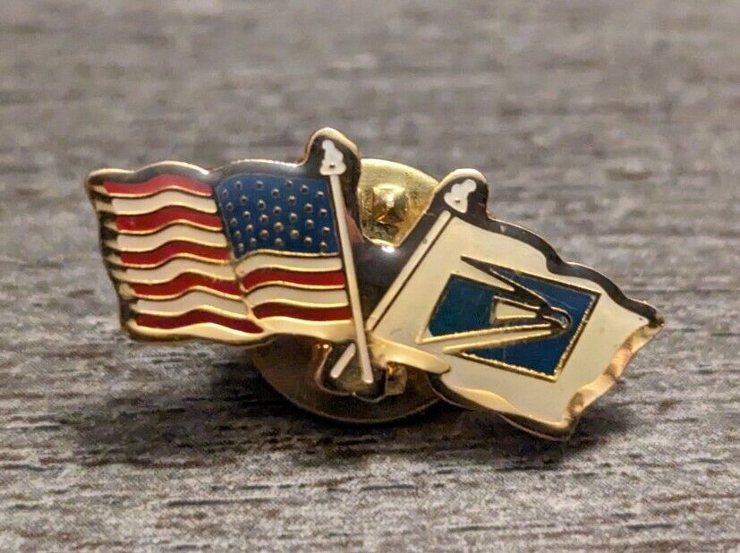 US American Flag & USPS (United States Postal Service) Flag Crossed Lapel Pin 
