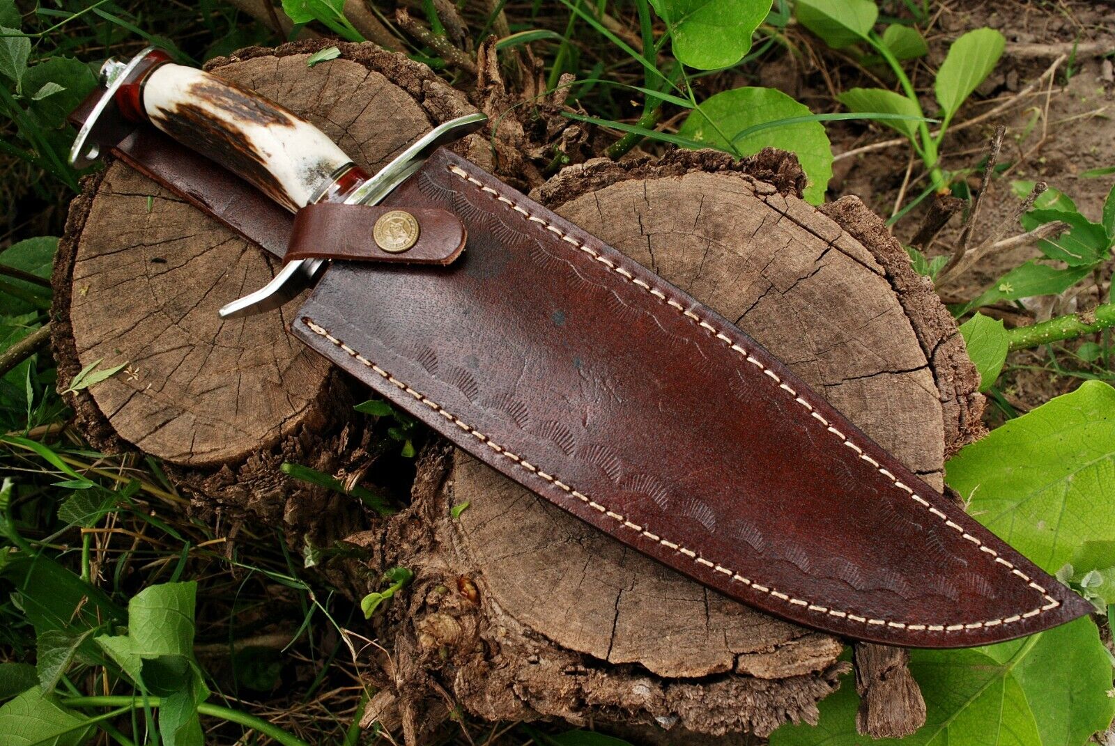 RARE D2 STEEL STAG HANDLE FORGE HUNTING CAMPING SURVIVAL JUNGLE BOWIE KNIFE
