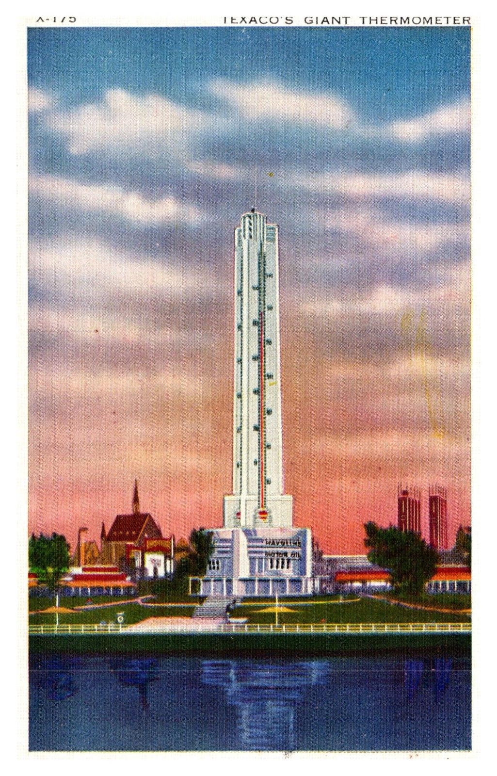 A Century of Progress -Texaco Giant Thermometer 1934 Postcard c101