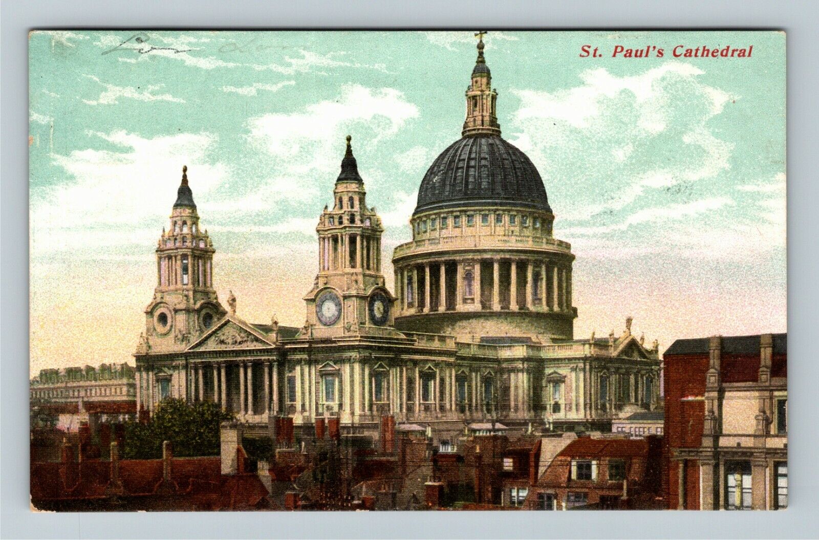 London UK-United Kingdom, St Paul's Cathedral, Panoramic, Vintage Postcard