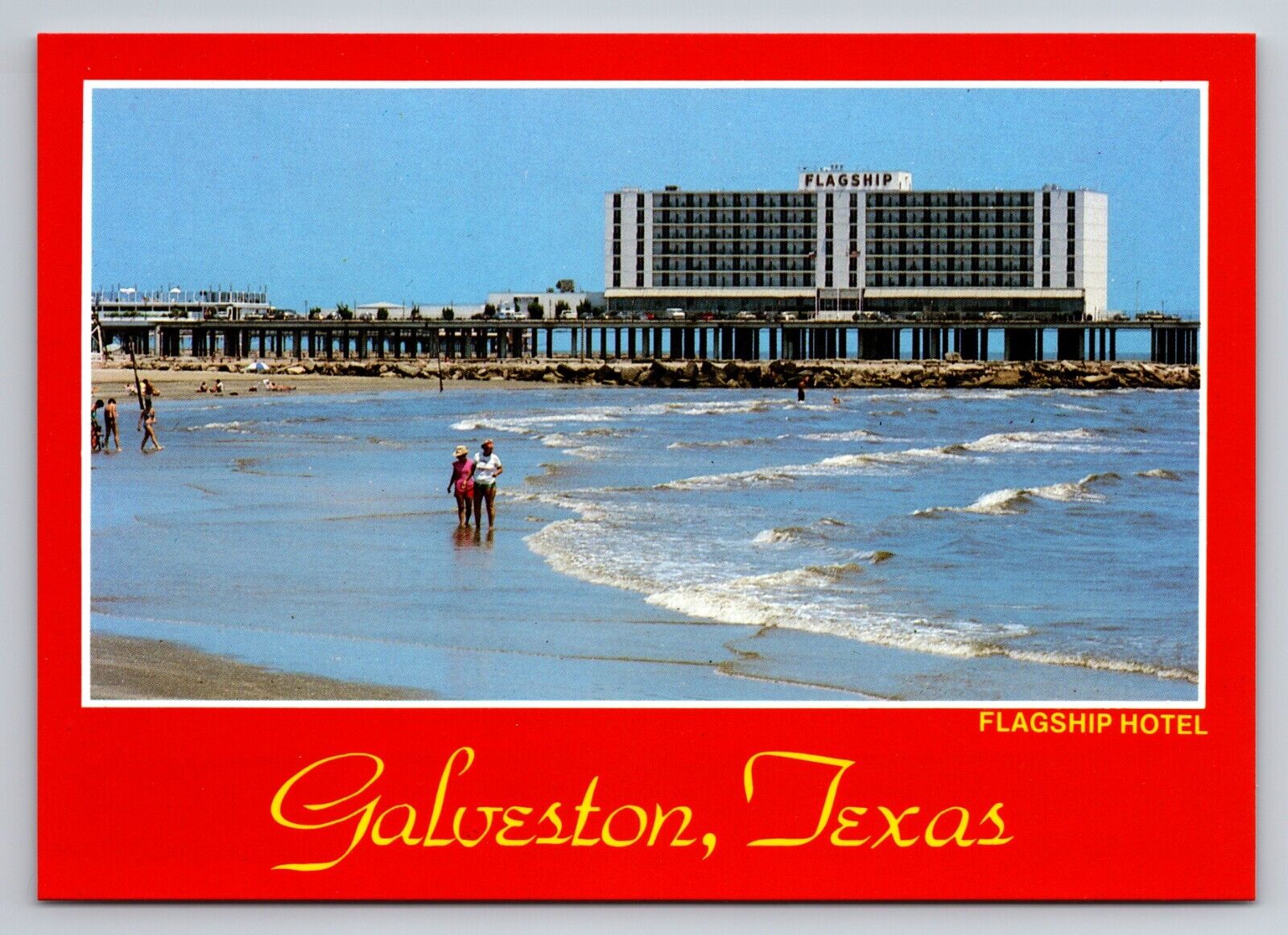 Flagship Hotel Galveston Texas Vintage Unposted Postcard Beach