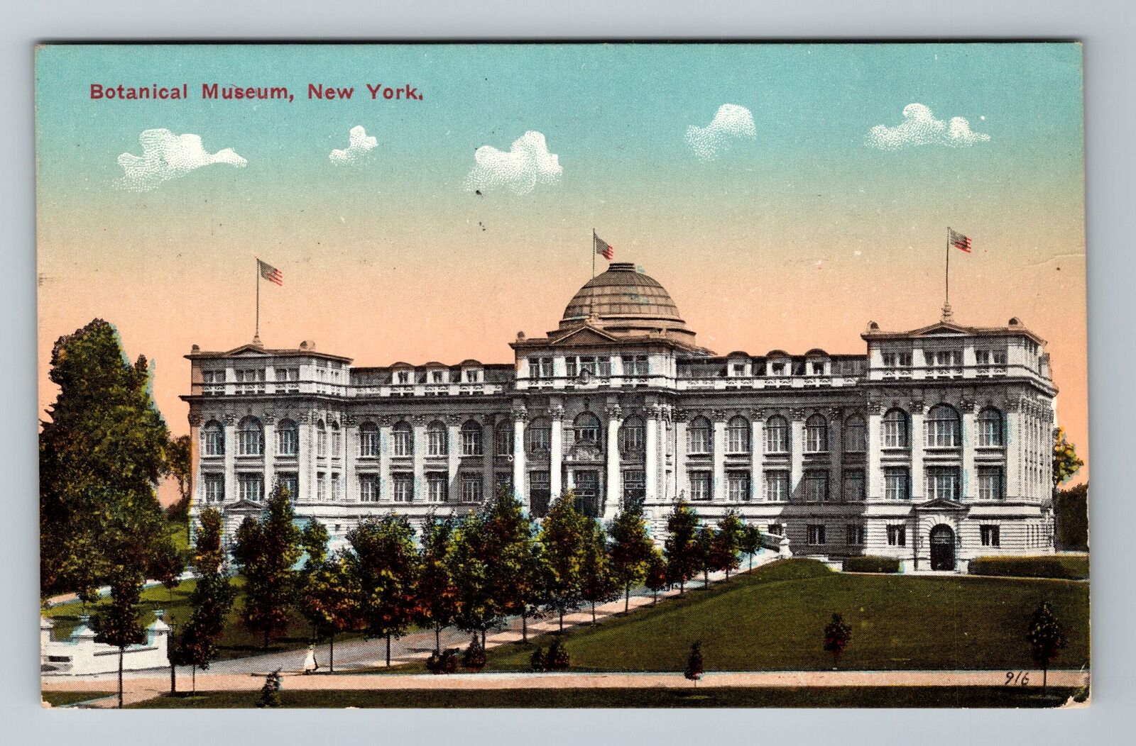 New York City-NY Botanical Museum Building & Gardens Vintage c1914 Postcard