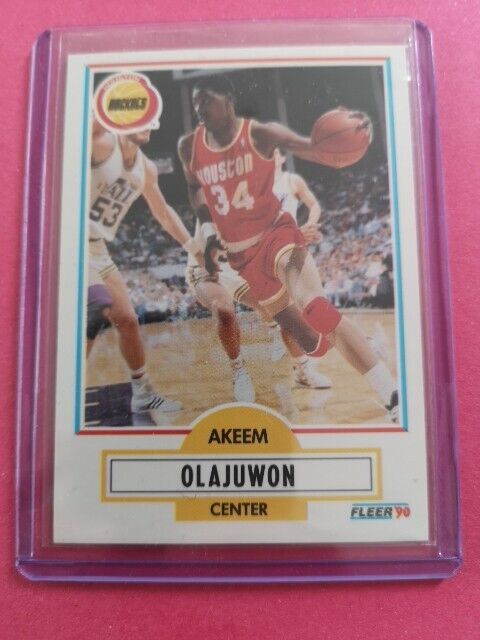 Hakeem Olajuwon Houston Rockets Basketball Card NBA Fleer 1990-91 #73