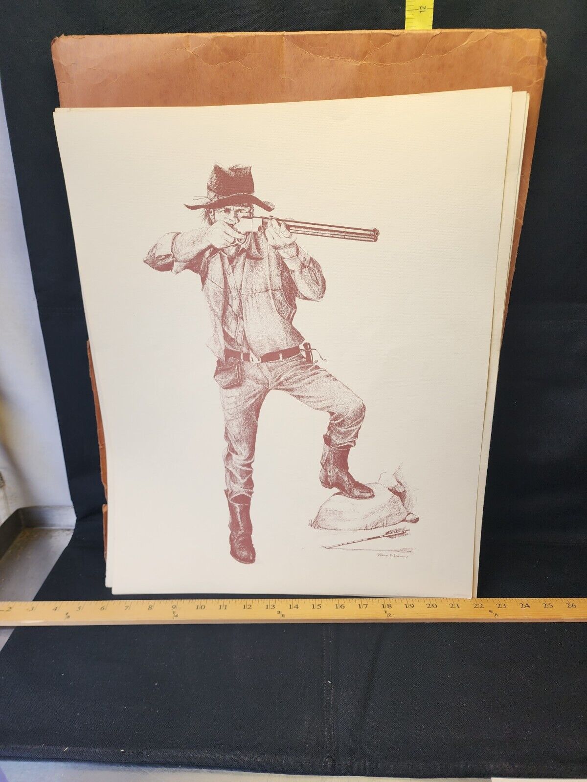 Vintage Bob Dorman Art Lithograph Print Western Cowboy Mountain Man #6