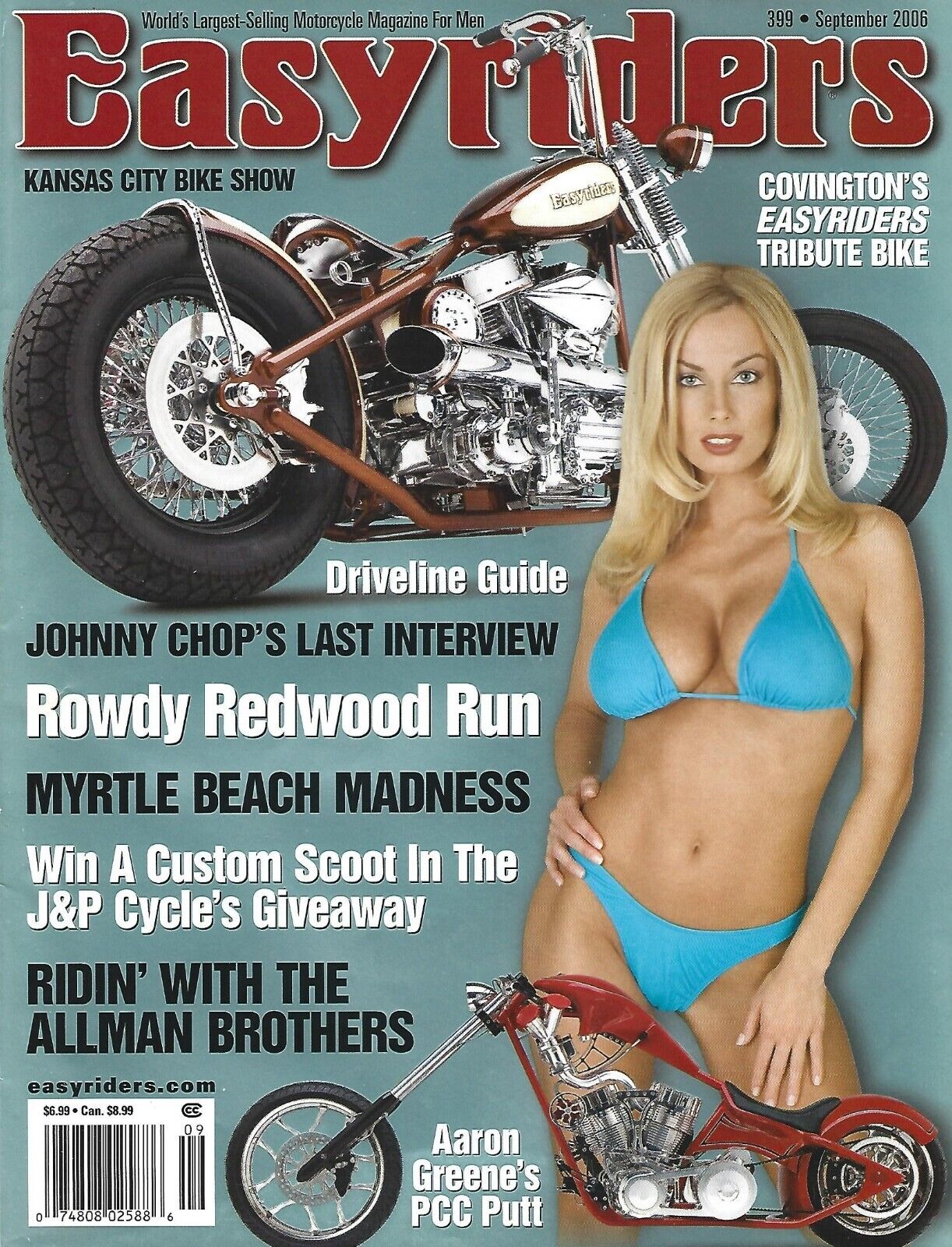 SEPTEMBER 2006 EASYRIDERS MAGAZINE MOTORCYCLES GIRLS JOHNNY CHOP ALLMAN BROTHERS