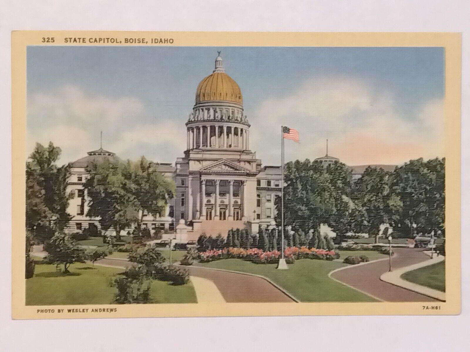 Postcard Boise Idaho State Capitol Linen Photographer Wesley Andrews