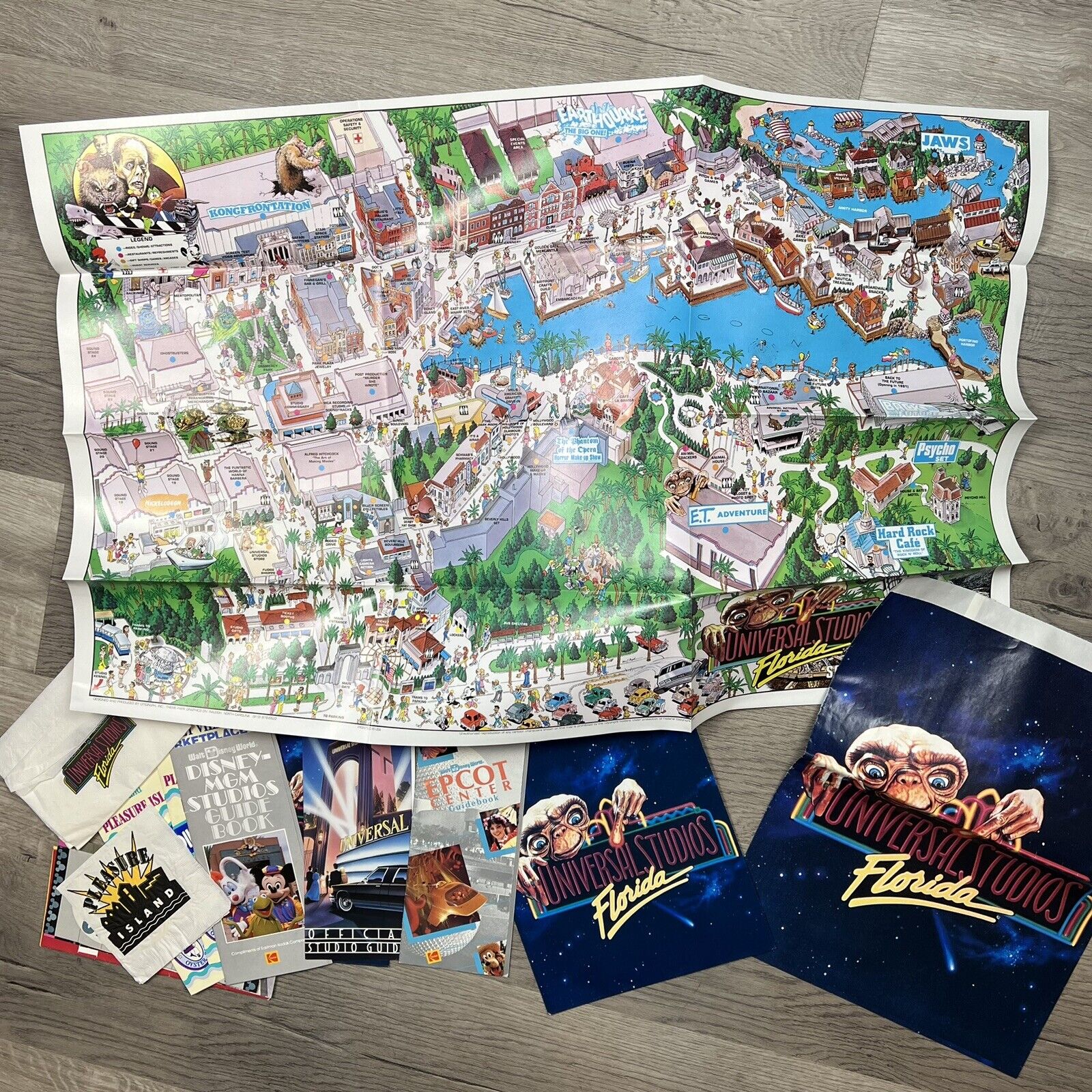 1990 Universal Studios Florida Souvenir Map, Folded | PLUS EXTRA GUIDES