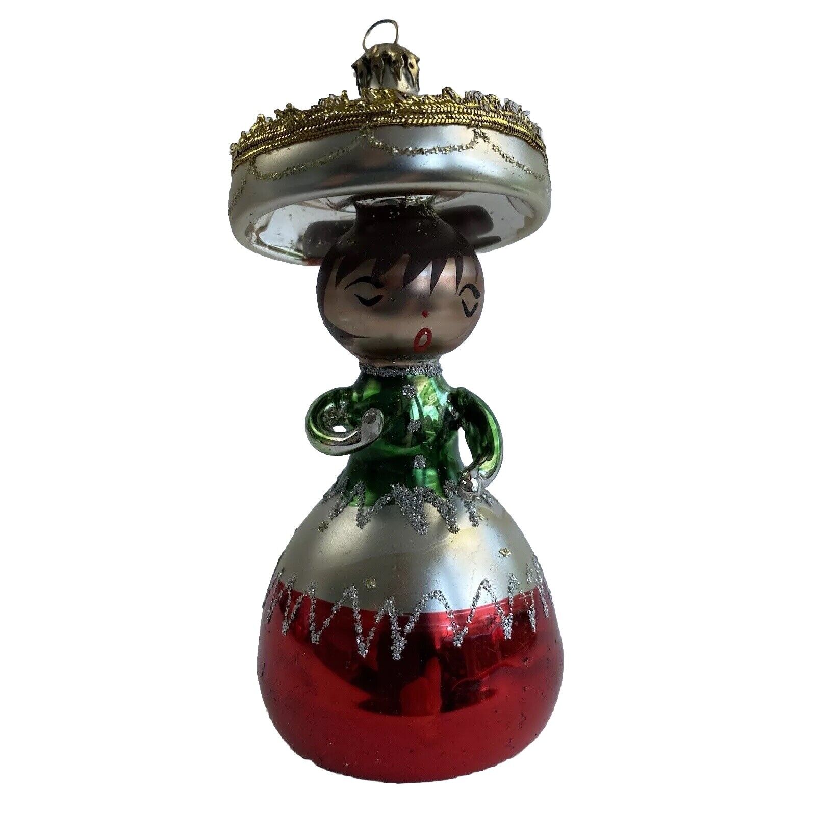 Italy Figural Glass De Carlini Mexican Dancer Lady Vintage Christmas Ornament A