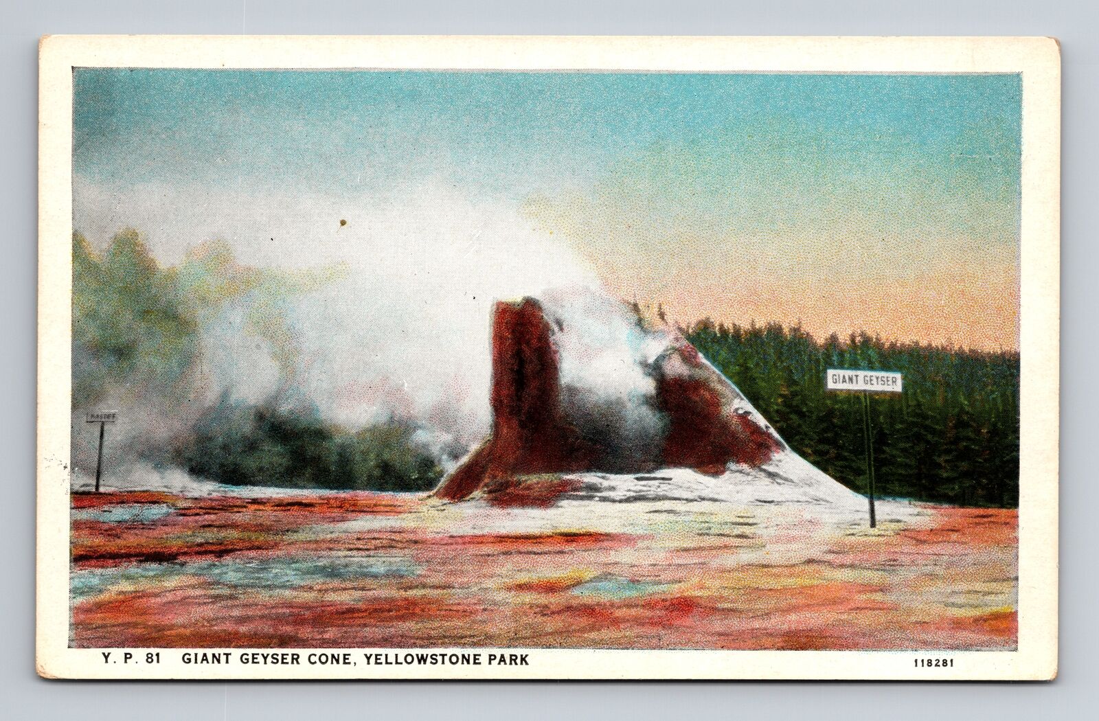 c1927 WB Postcard Yellowstone National Park WY Giant Geyser Cone