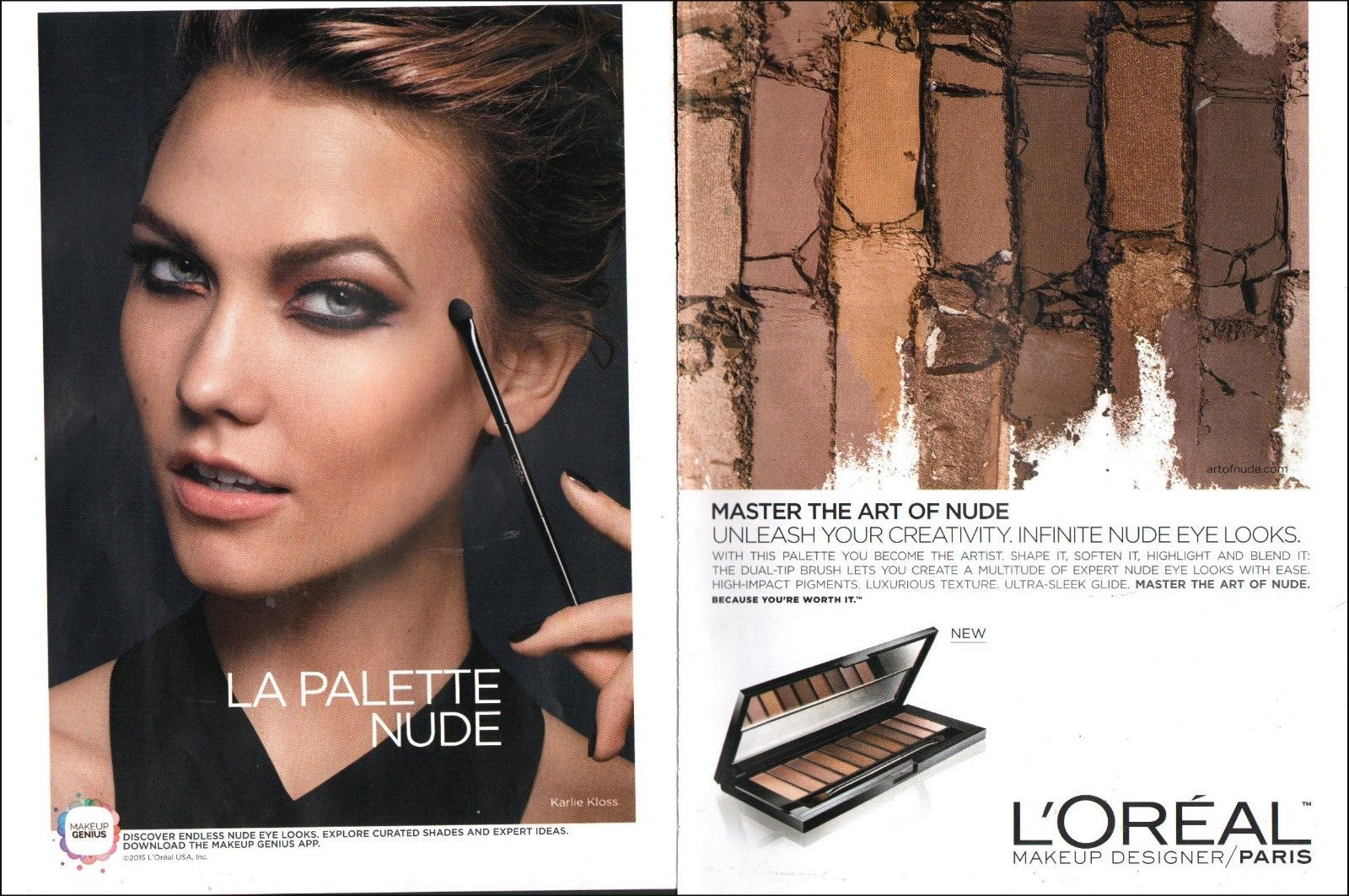 2015 Vintage ad Loreal Paris eye shadow model Karlie Kloss 2-pgs    07/11/24