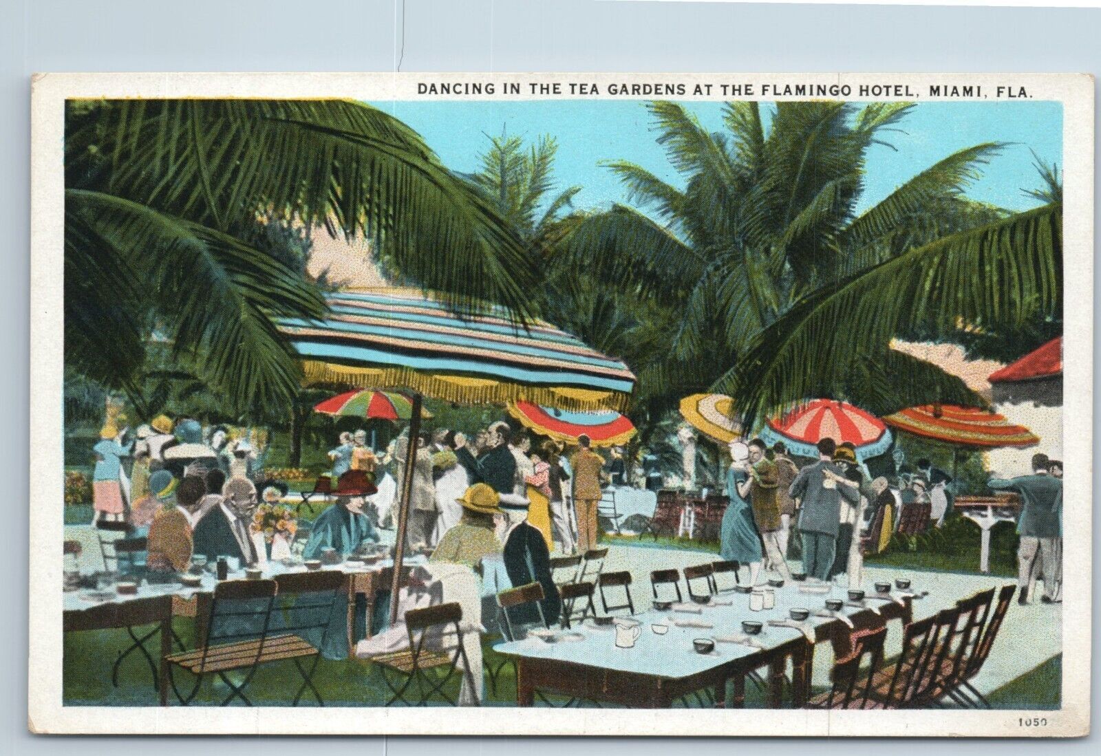 Postcard Dancing in the Tea Gardens at the Flamingo Hotel Miami Florida