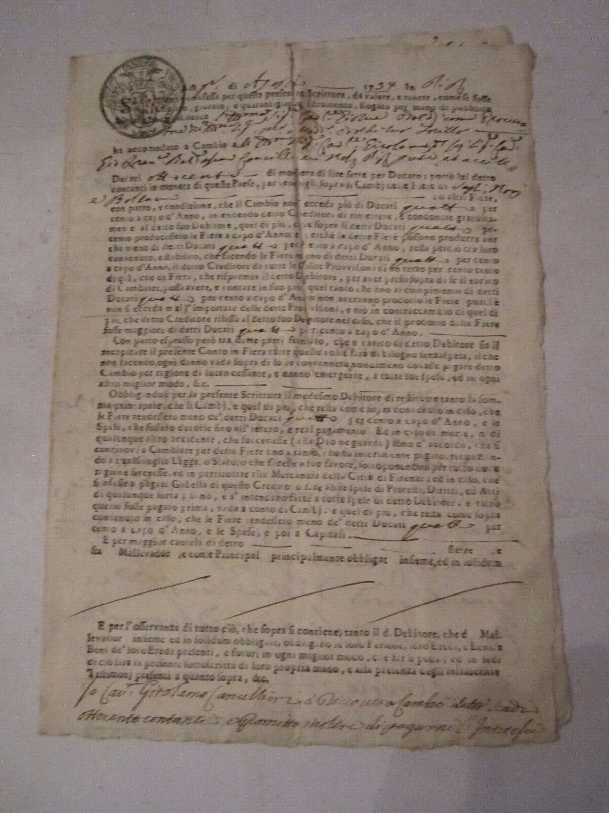 1754 ITALIAN DOCUMENT - ANTIQUE - OFC-2