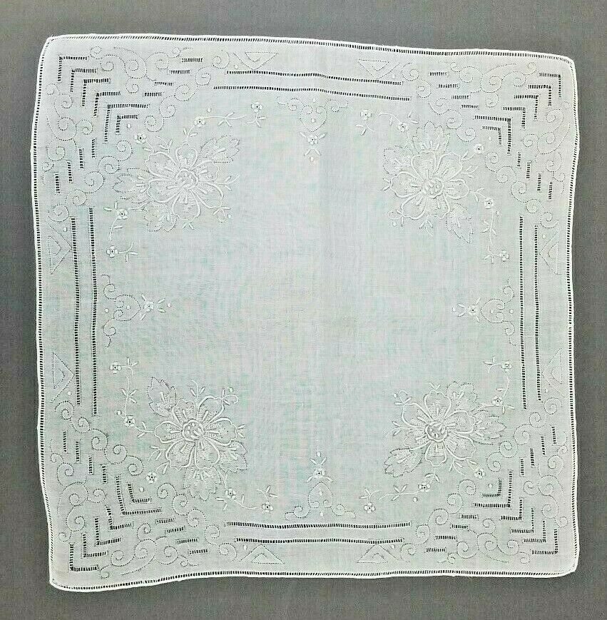 Exquisite Antique Vintage Hanky Hand Embroidered Wedding Handkerchief 12\