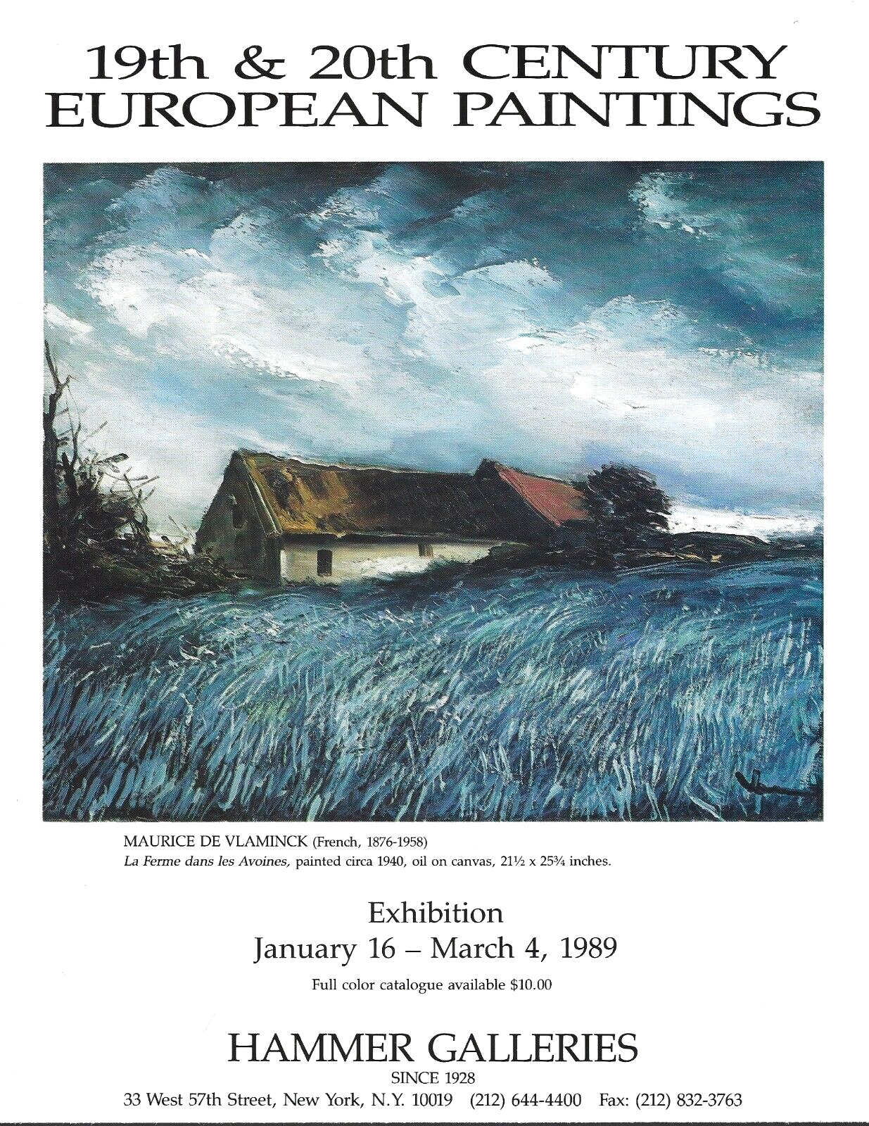 1989 Maurice de Vlaminck La Ferme dans les Avoines Exhibit Gallery vtg PRINT AD