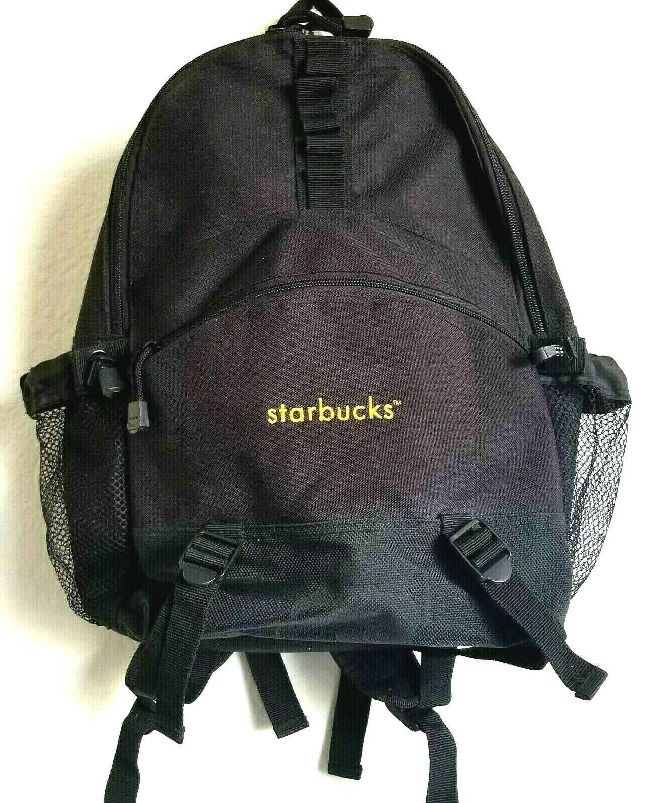 Starbucks Backpack Bag Nylon Expandable Multi Pocket & Compartments Black