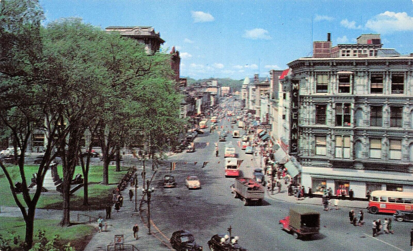 Binghamton, NY New York Main Court Street Downtown 1960s Vtg Postcard E1