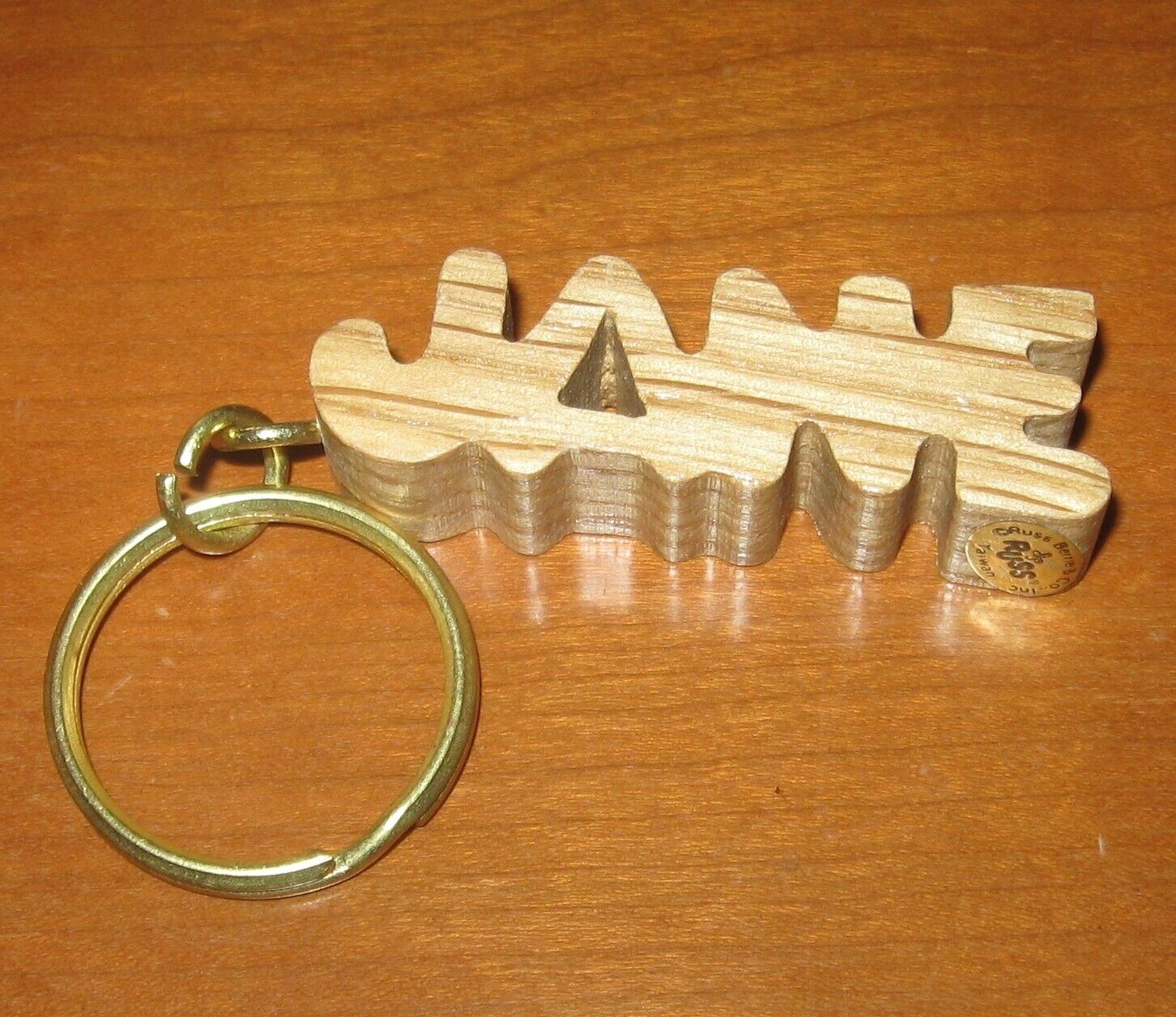 Jane Keychain Wood Block Cut Vintage Russ Berries Key Ring NOS Made in Taiwan