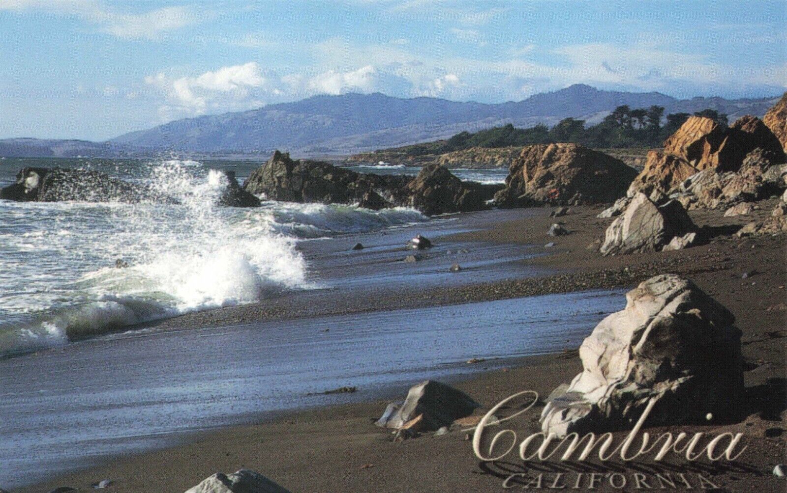 Postcard CA Cambria Moonstone Beach Rocky Coastline Waves San Luis Obispo Co.