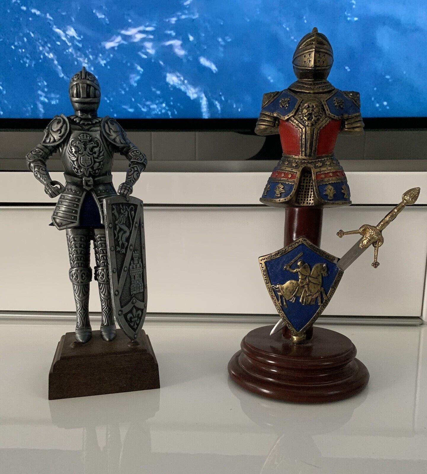 Medieval Knight Letter Opener Suit Of Armor Shield Sword Statues
