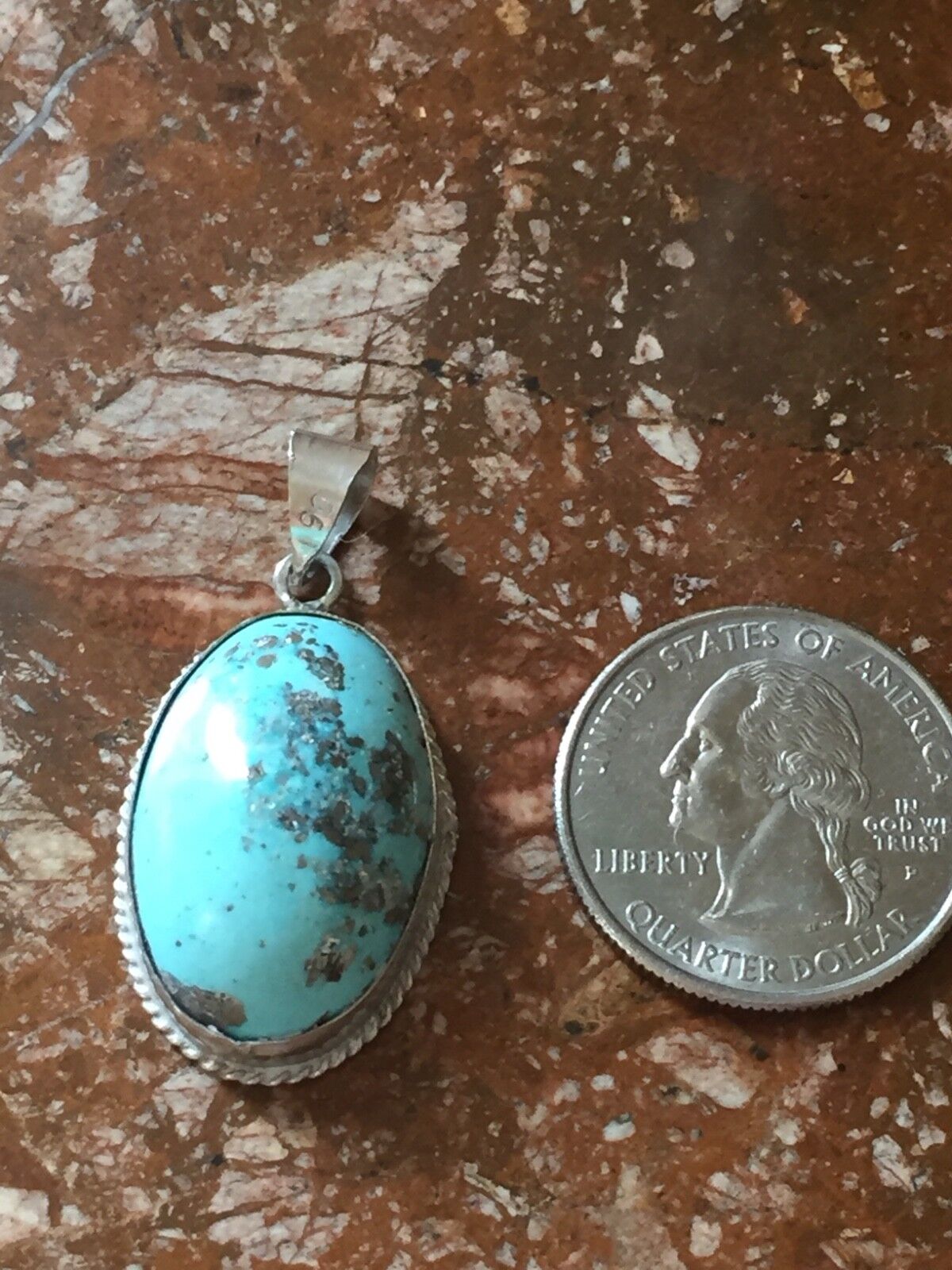 silver and turquoise handmade pendant