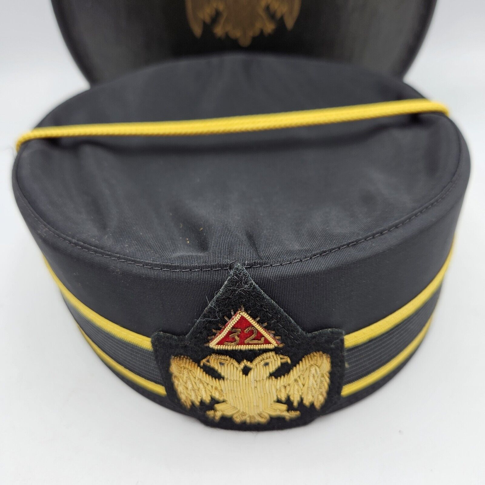 Vintage 32 Degree Scottish Rite Masonic Double Headed Eagle Hat ~ With Rare Case