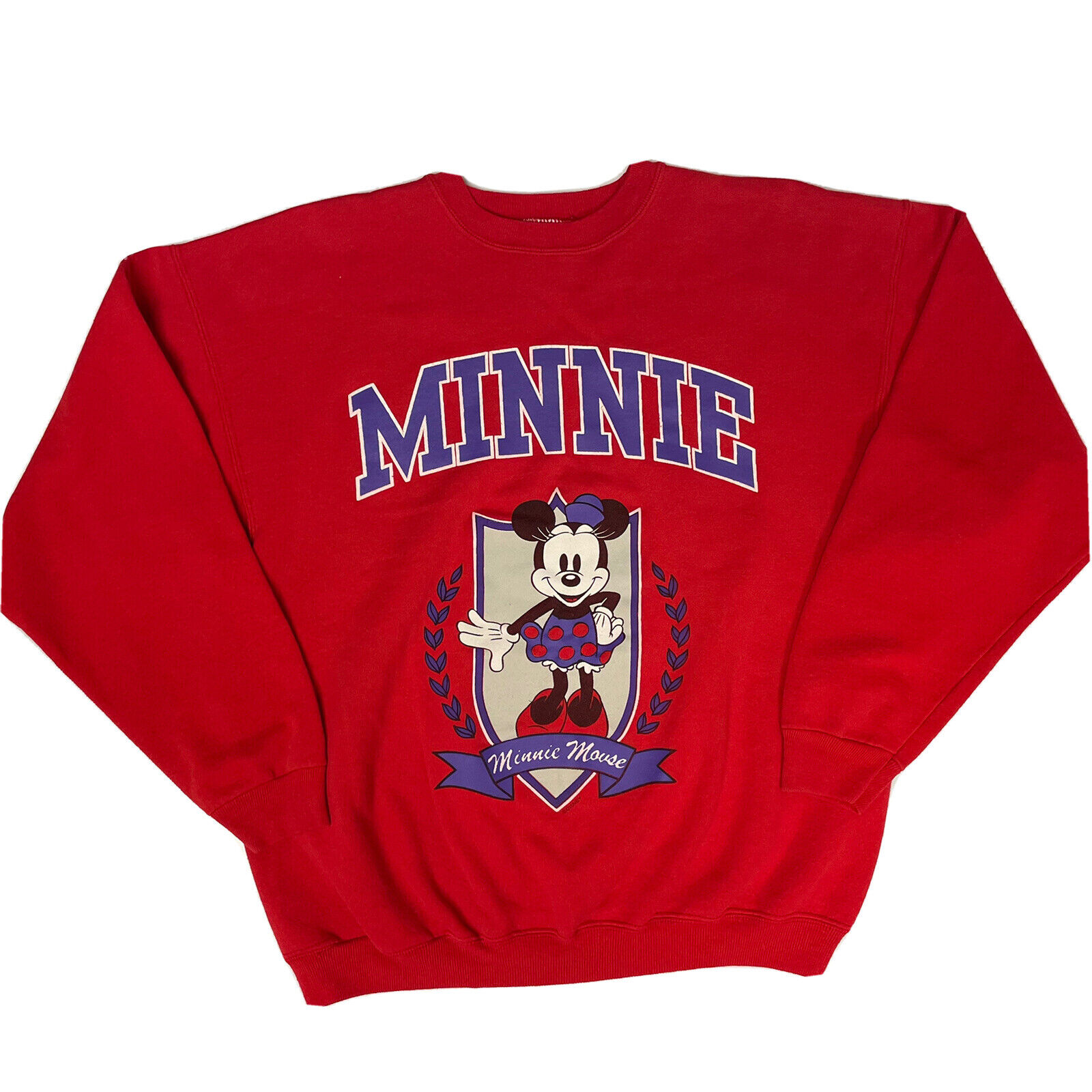 Vtg 80 90's MINNIE MOUSE Red University SPELLOUT Streetwear 50/50 Sweatshirt USA