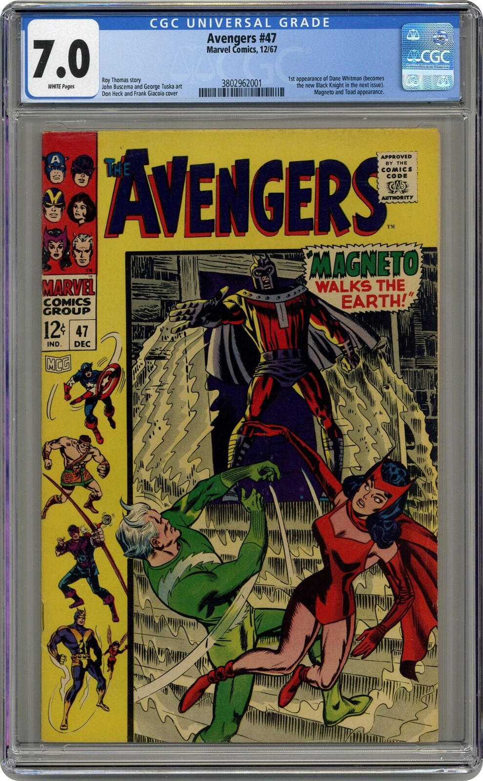 Avengers #47 CGC 7.0 1967 3802962001 1st app. Dane Whitman