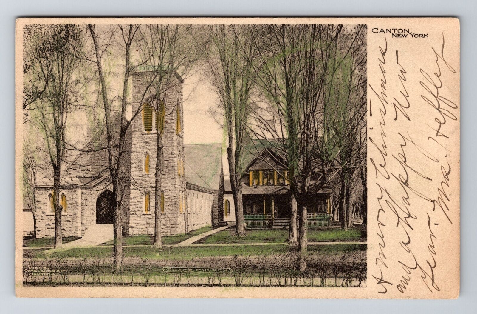 Canton NY-New York, Grace Church, c1905 Antique Vintage Souvenir Postcard