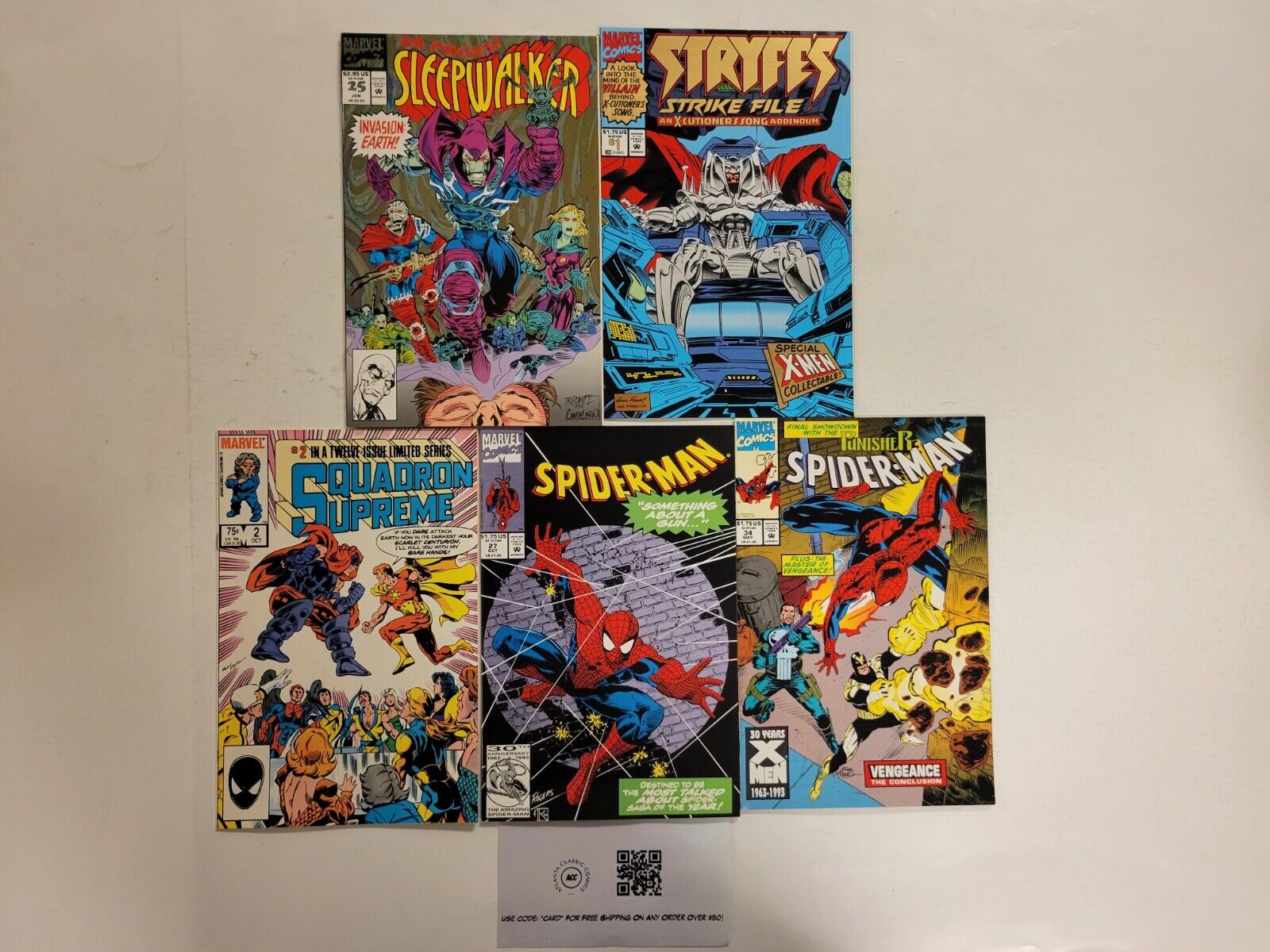 5 Comics #25 Sleepwalker #1 Stryfe #27 34 Spider-Man #2 Squadron Supreme 56 TJ32