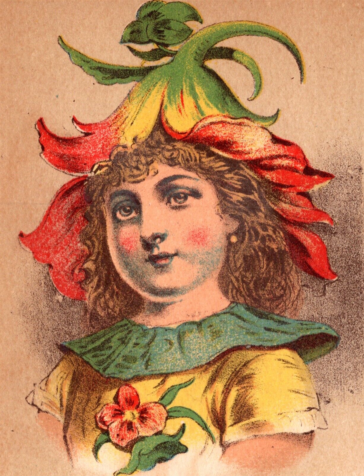 1870\'s 1880\'s Flower Fairy Victorian Trade Card John E Kaughran New York tc961