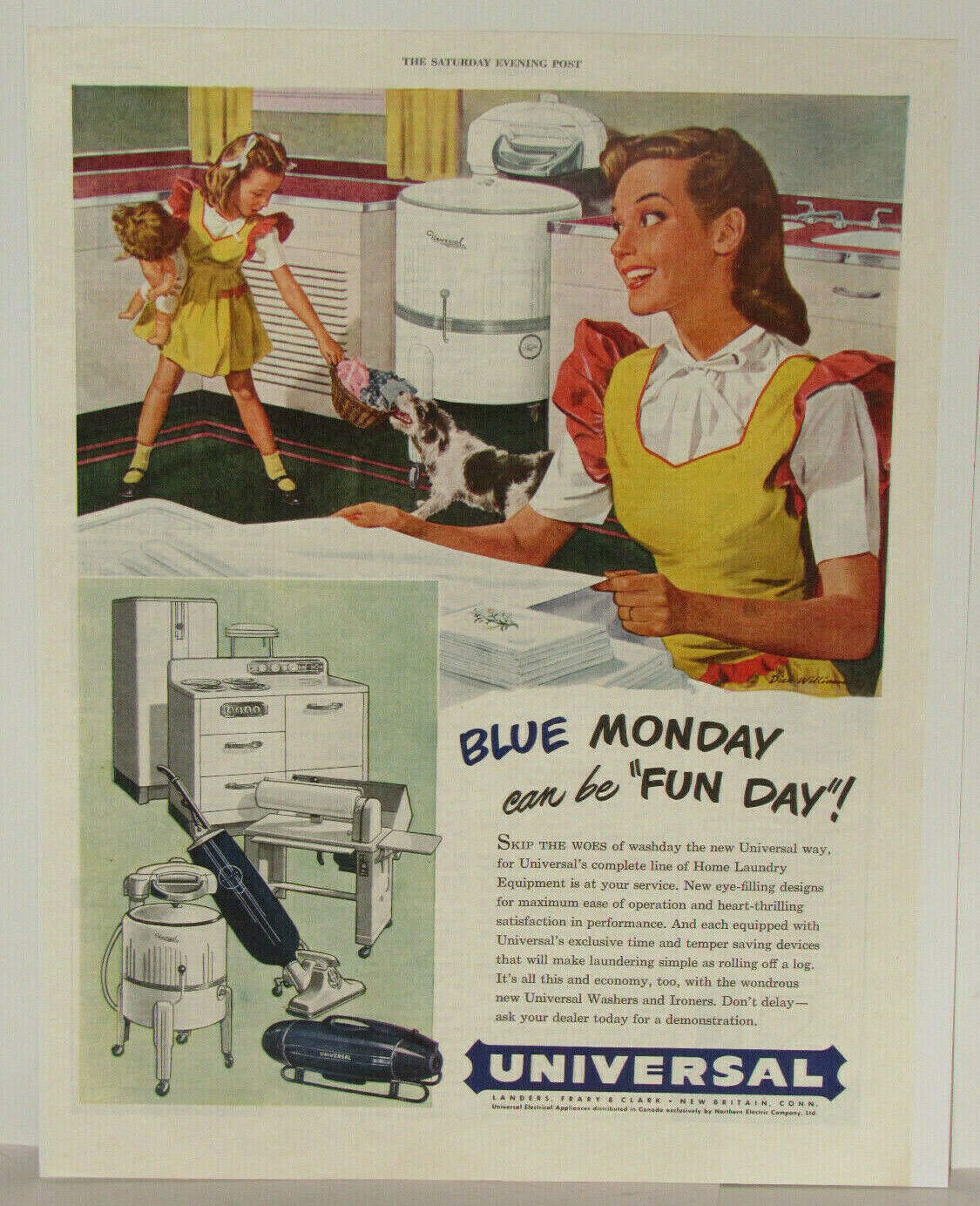 Original 1946 Universal Washing Machine Magazine Ad
