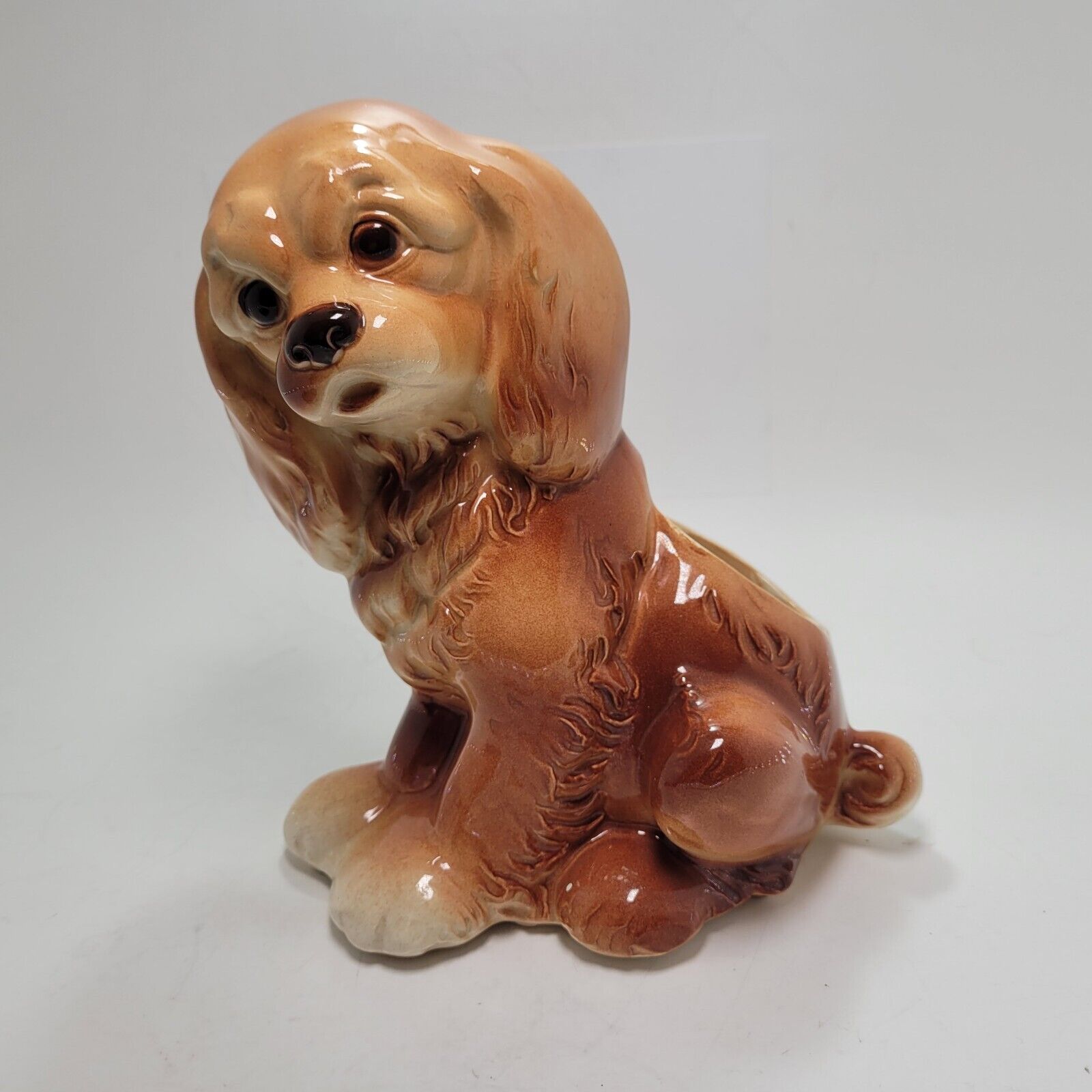 Vintage Royal Copley Cocker Spaniel Puppy Dog Ceramic Planter Vase 8 Inch