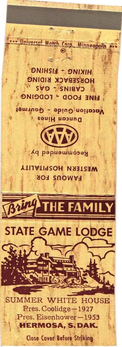 State Game Lodge, Hermosa, South Dakota Vintage Matchbook Cover