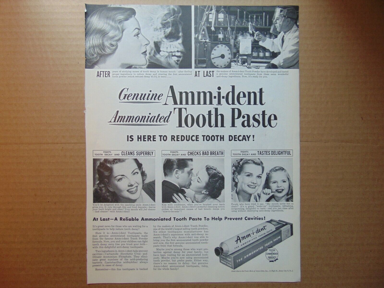 1949 Amm-i-dent Tooth Paste art print ad