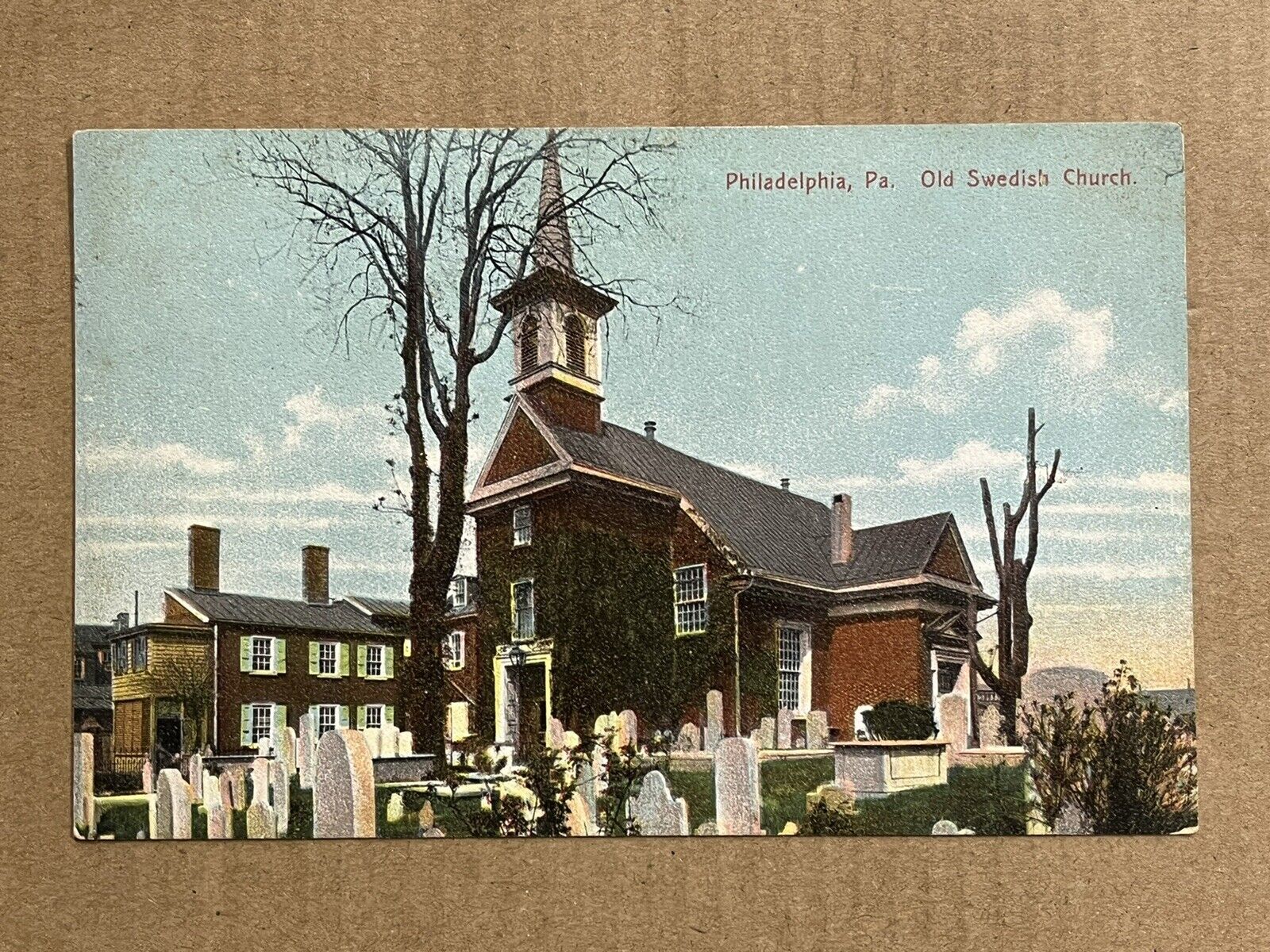 Postcard Philadelphia PA Old Swedish Swedes Church Cemetery Graveyard Antique PC