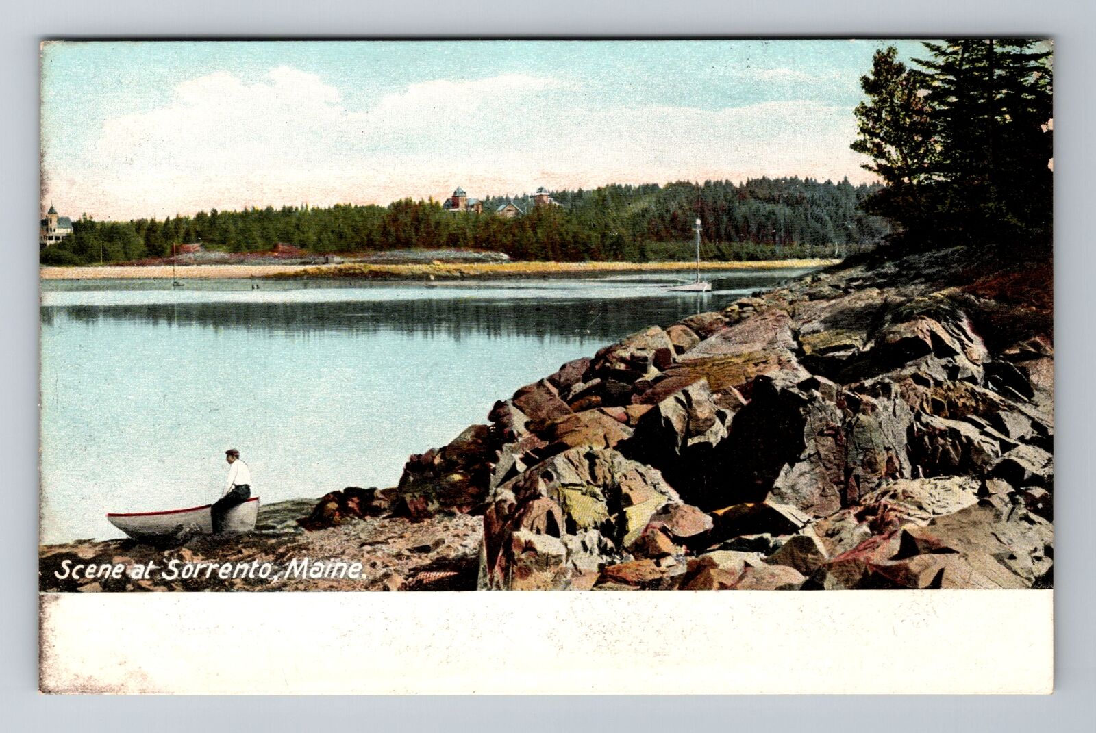 Sorrento ME-Maine, Scenic View At Sorrento, Antique Vintage Souvenir Postcard