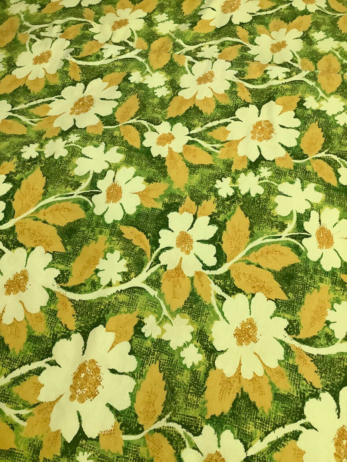 Handmade Vintage 60s 70s Flower Power grannycore Tablecloth Round Mod MCM yellow