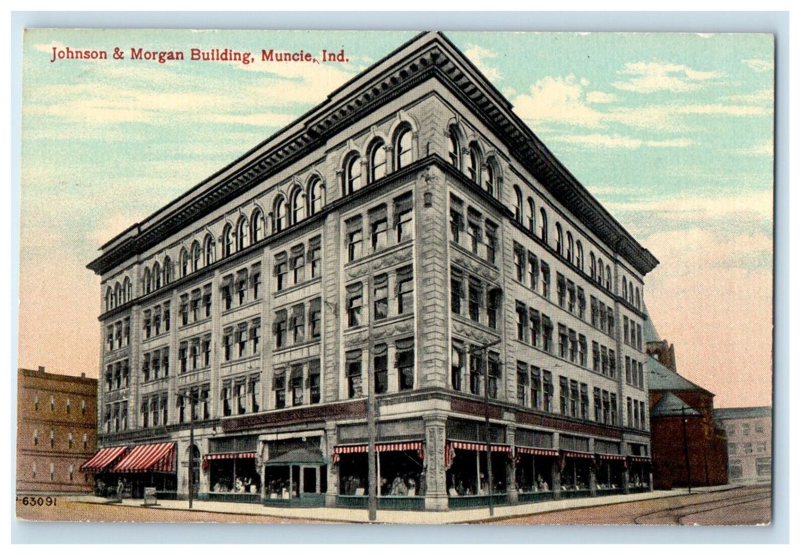 c1910\'s Johnson & Morgan Building Muncie Indiana IN Unposted Antique Postcard
