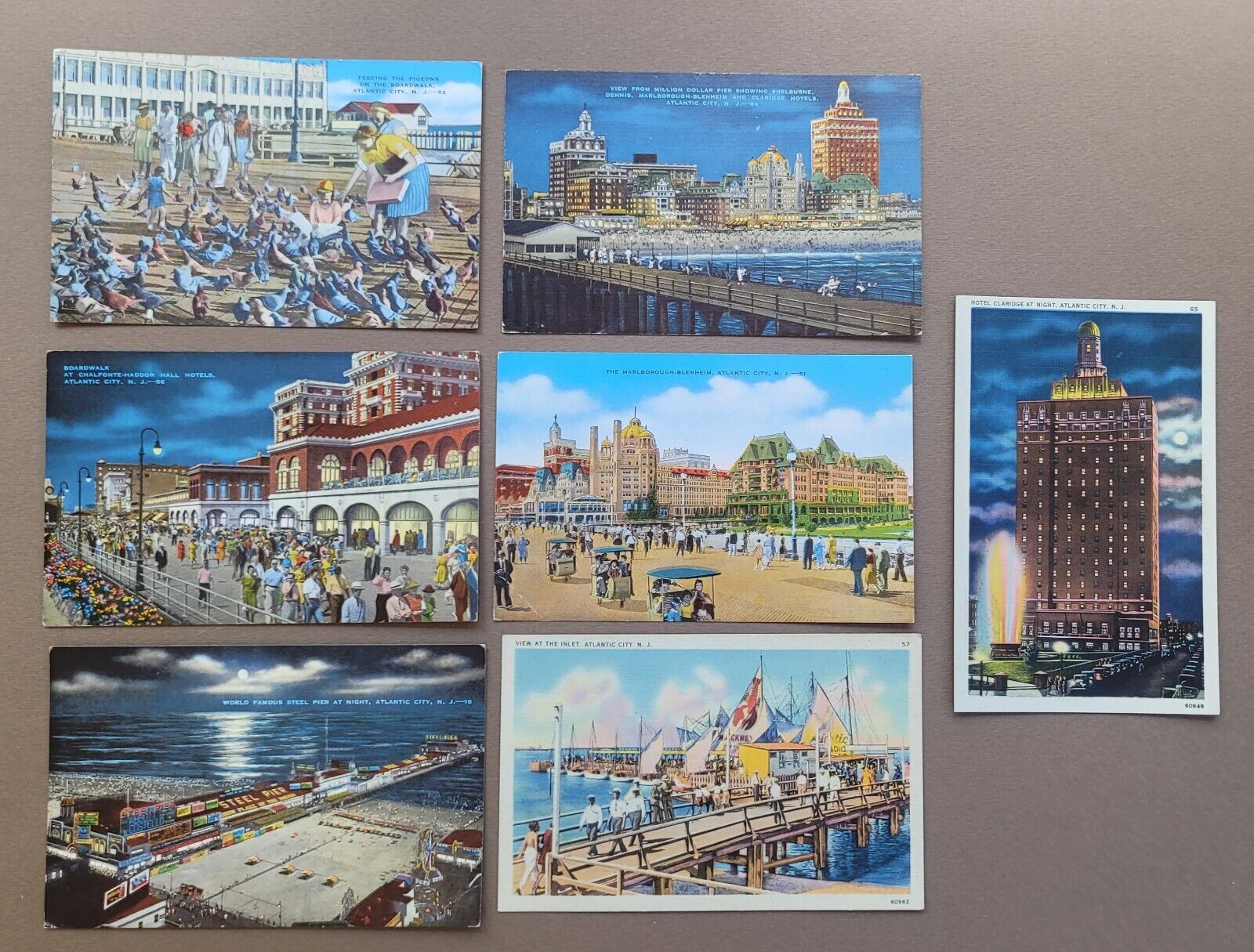 (7) Vintage Atlantic City NJ Postcards