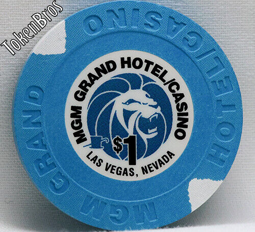 $1 ONE DOLLAR POKER GAMING CHIP MGM GRAND CASINO LAS VEGAS NEVADA 2010 LION