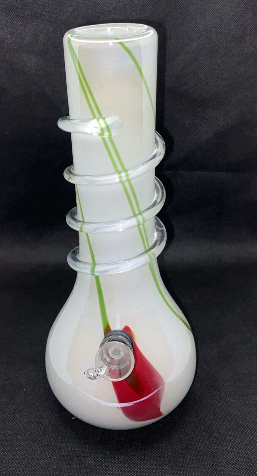 Vintage 10 In Thick & Heavy Soft Glass Tobacco Water Pipe Bong W/ Stem & Bowl