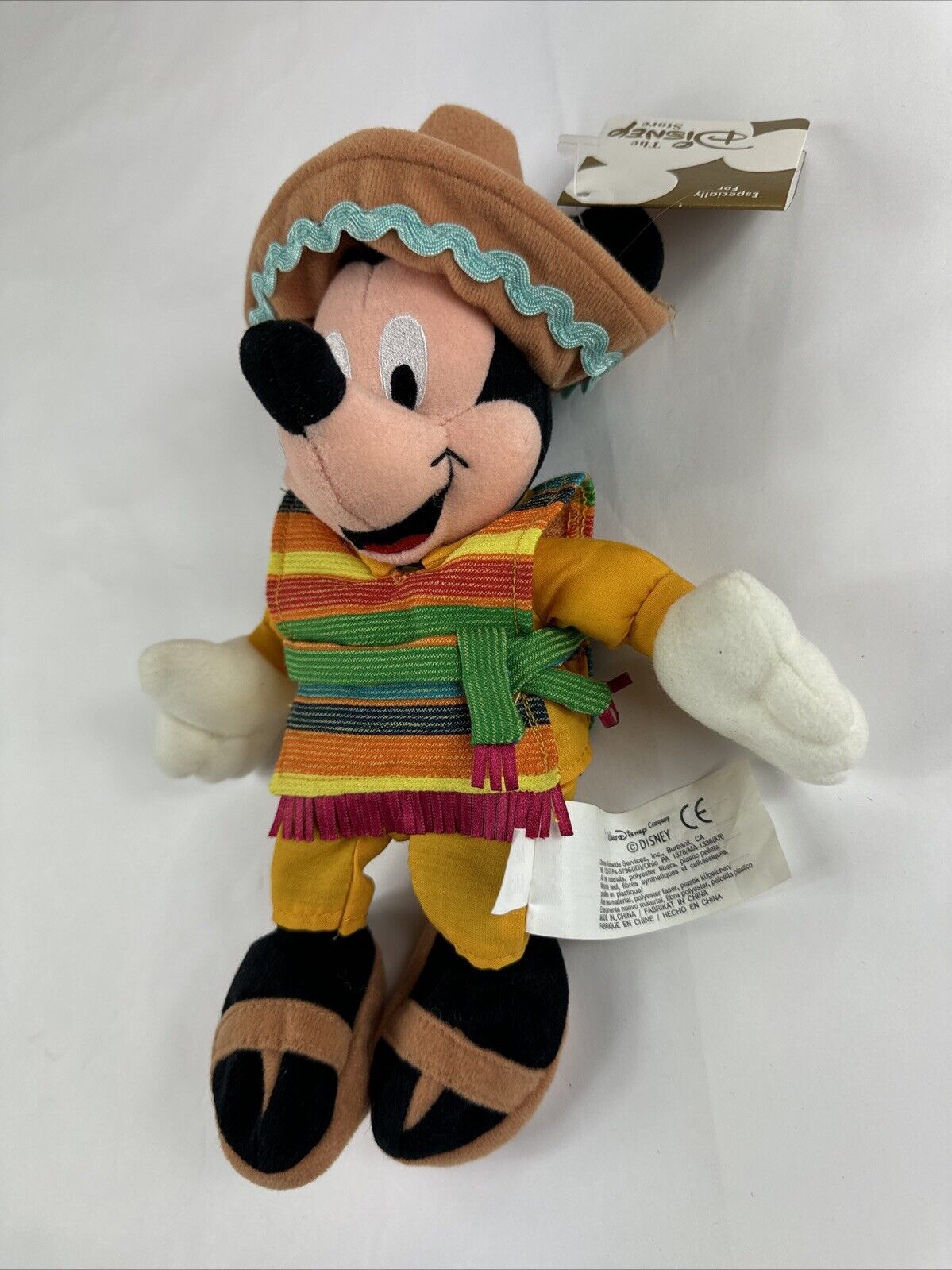 Disney Mexican Mickey Mouse Vtg 9 inch Globe Trotting Mickey Mouse Plush Mexico