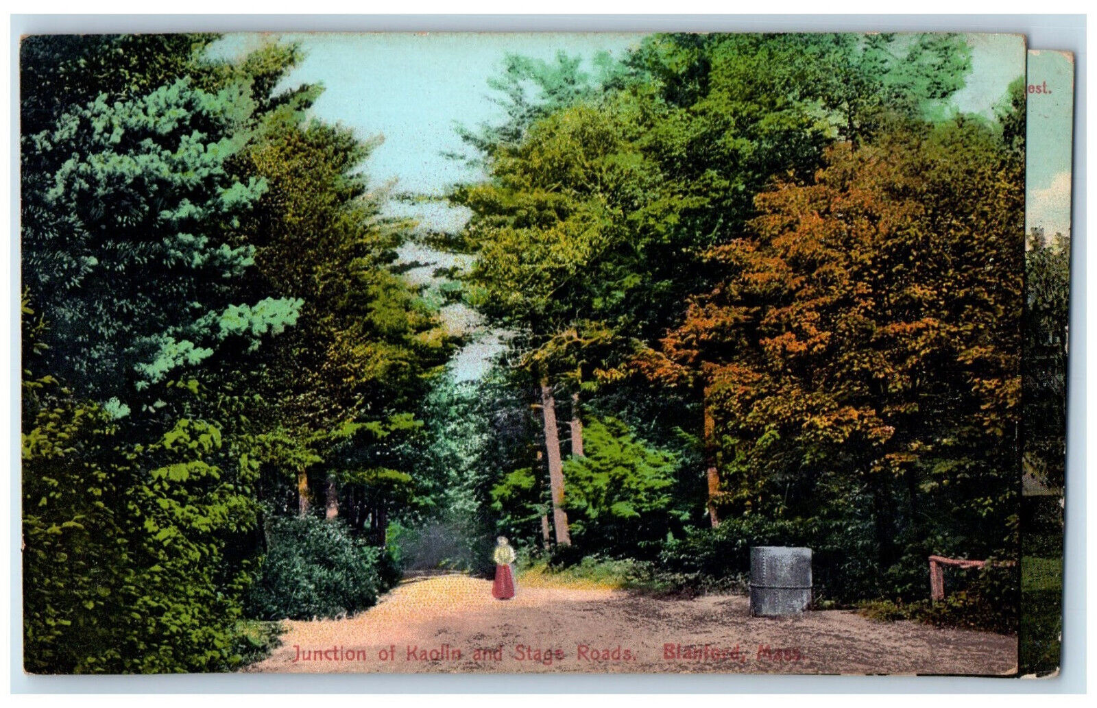 1910 Junction of Kaolin and State Roads Blanford Massachusetts MA Postcard